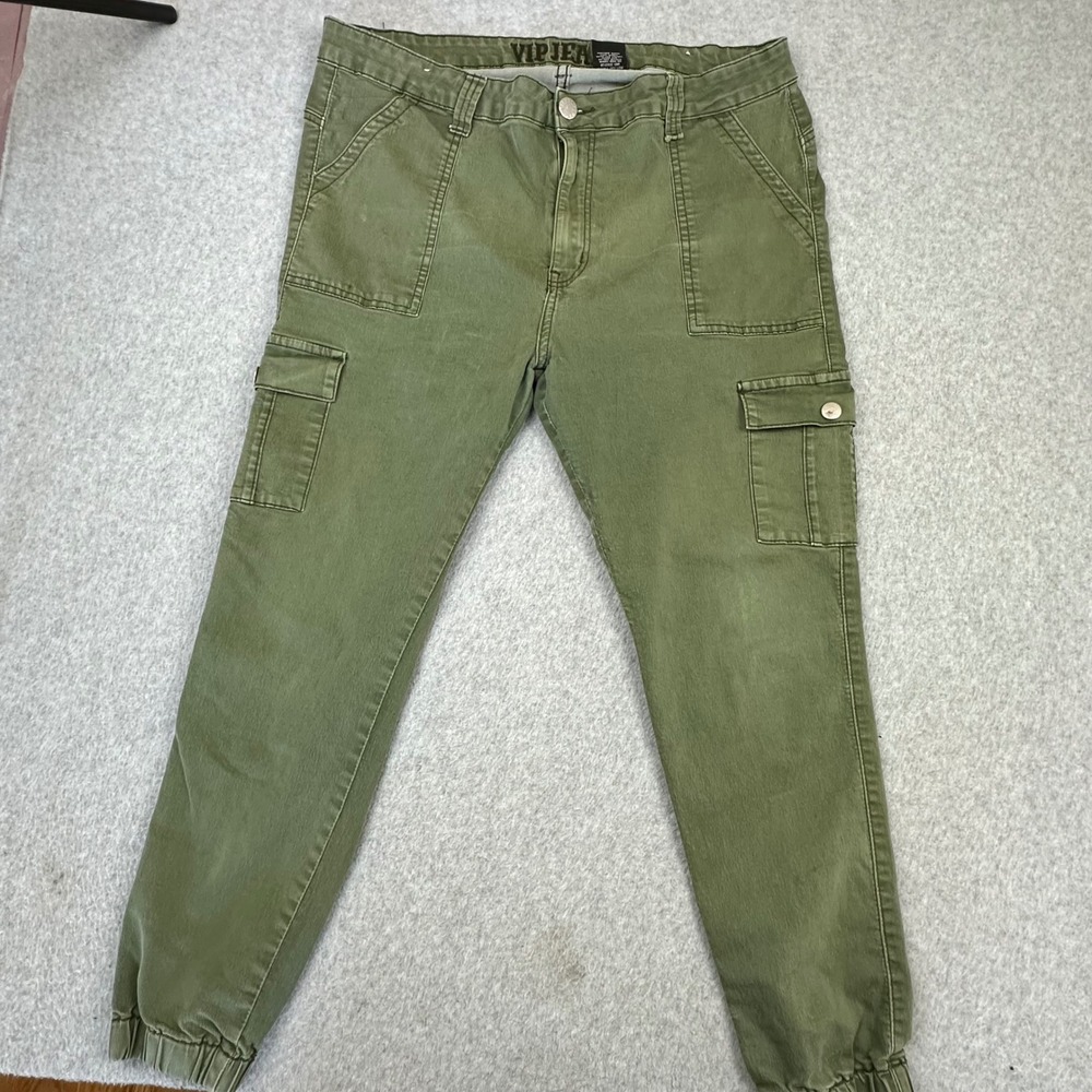 VIP Jeans Womens‎ Olive Green Cargo Jogger Pants Size 24 Plus Stretch Utility